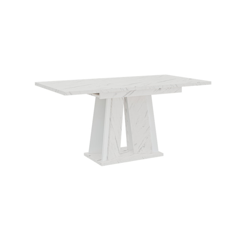 Doha Table Extendable Dining Table, Bianco Marble White