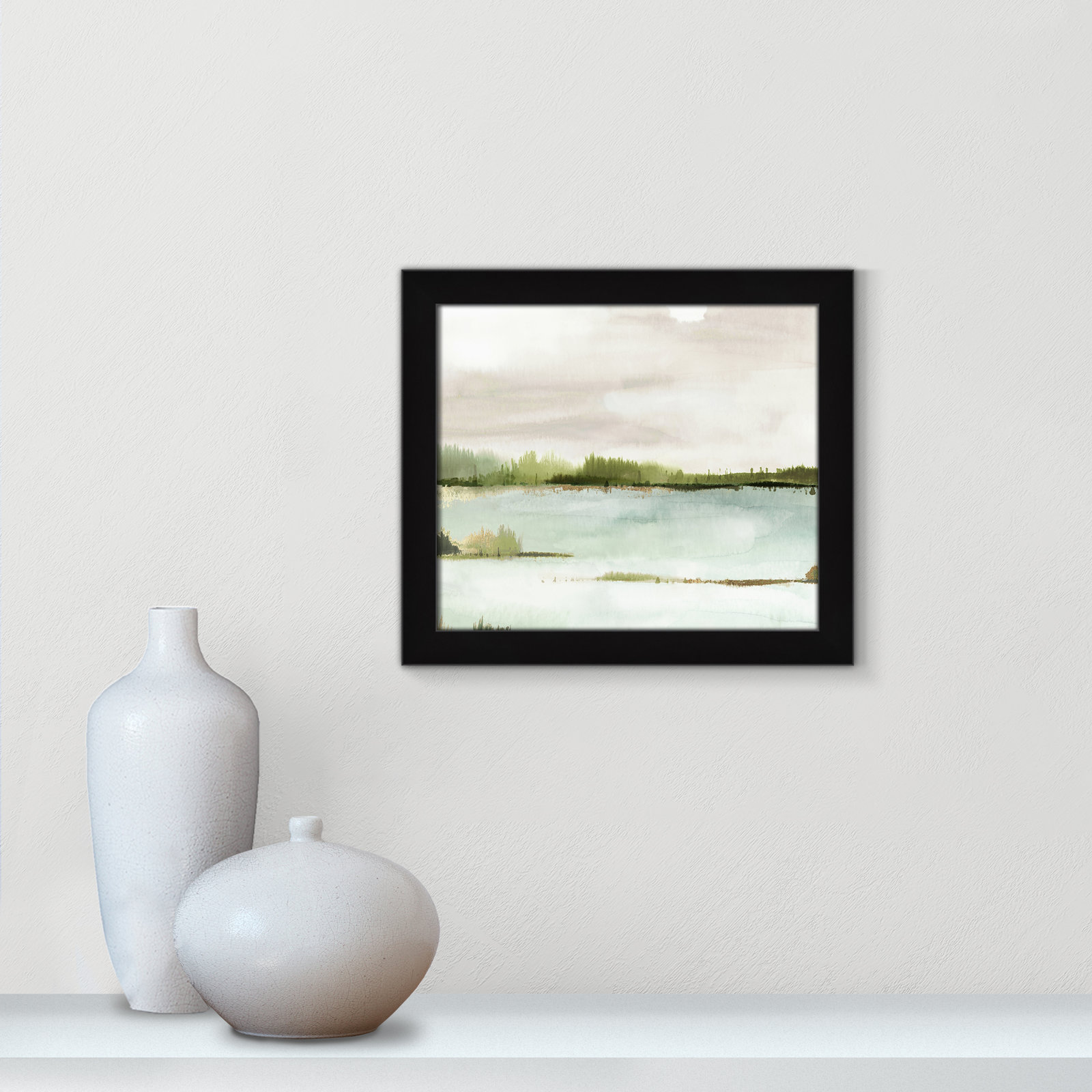 Silent Lake, Black Framed, 14" H x 16" W x 1.12" D