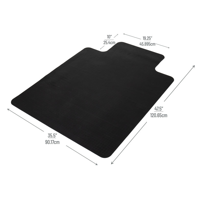 Black Scratch-Resistant Polypropylene Office Chair Mat for Hard Floors