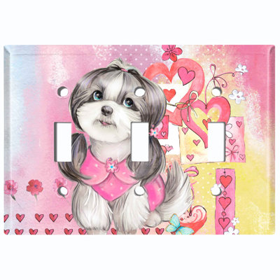 Patterned 3 - Gang Toggle Light Switch Standard Wall Plate