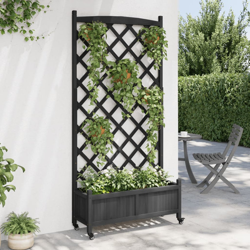 Wood Pot Planter, Black, 73.8" H x 35.4" W x 13.8" D