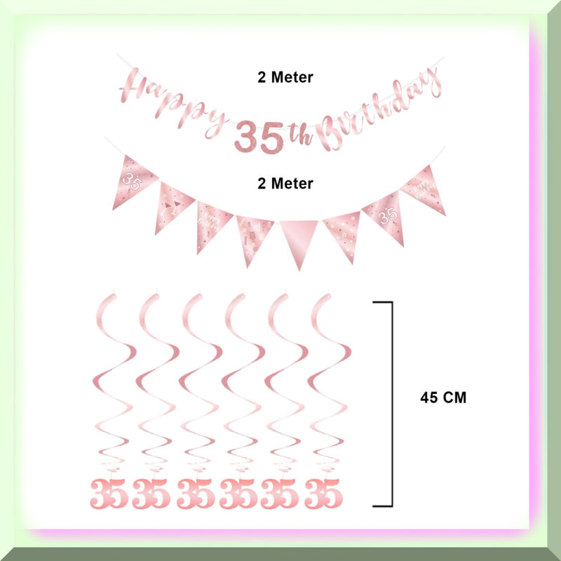 Rose Gold Glitter 95th Birthday Banner
