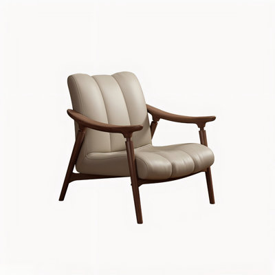 32.68"Luxurious Beige Leather Single Sofa Chair