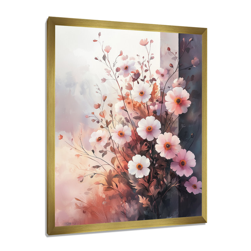Arviso - art mural floral, H 20 po x l 12 po, Picture Framed, Doré