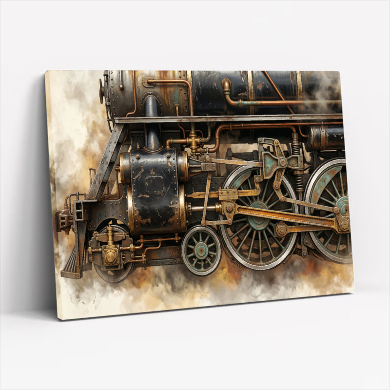 Ensemble de 1 tableau sur toile représentant une machine à vapeur, 16"H x 24"W, Wrapped Canvas
