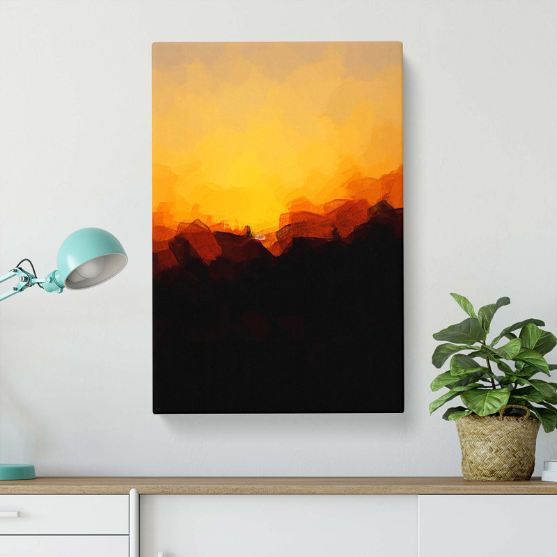 Indian Sunrise In Abstract - Wrapped Canvas Painting, 50cm H x 35cm W x 3cm D