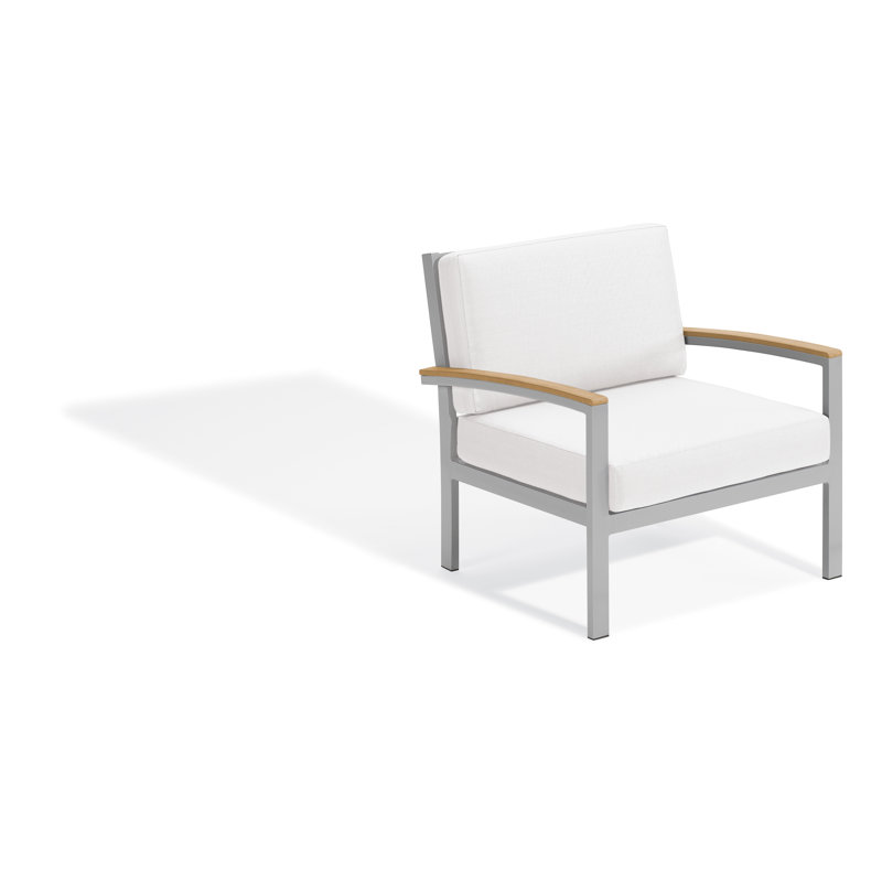 Travira Cushion Lounge Chair, Eggshell White, Tekwood Natural