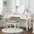 Mirrored Vanities Desk With Drawers, Bedroom Makeup Vanity Table Set With Mirror And Stool, Flip Up Dressing Table For Bedroom/Makeup Room