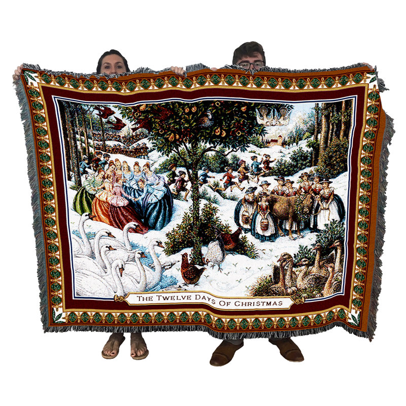 Couverture « Les douze jours de Noël » de Pure Country Weavers par Lynn Bywaters - Jeté en tapisserie tissée en coton - Fabriqué aux États-Unis (72 x 54)