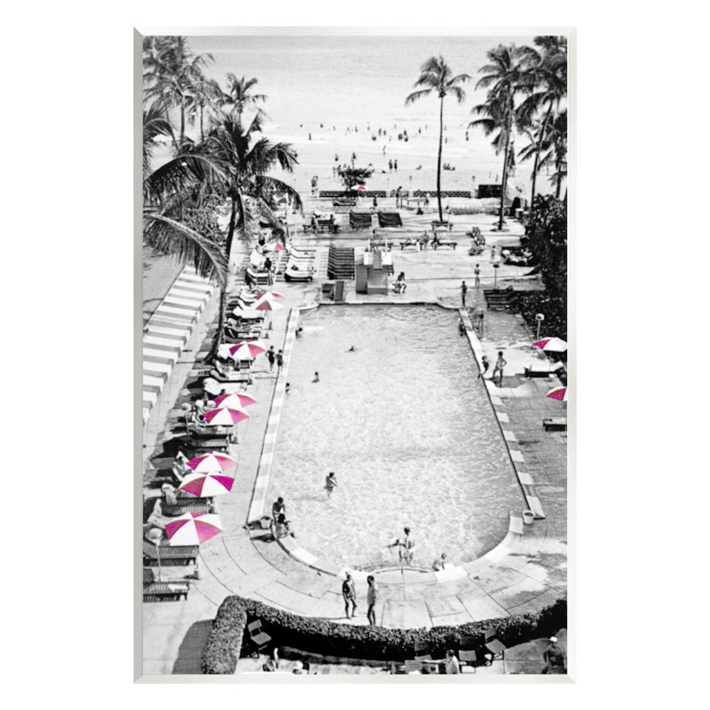Au-468-Giclée, station balnéaire de plage rétro, H 14 po x l 11 po x P 1,5 po, Estampe numérique Farmhouse