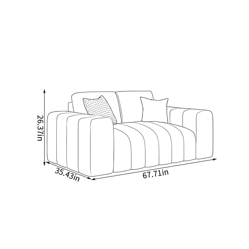 Canapé droit moderne, H 26,37 po x l 67,71 po x P 35,43 po