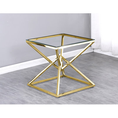 Duguay 22" Glass Top End Table 