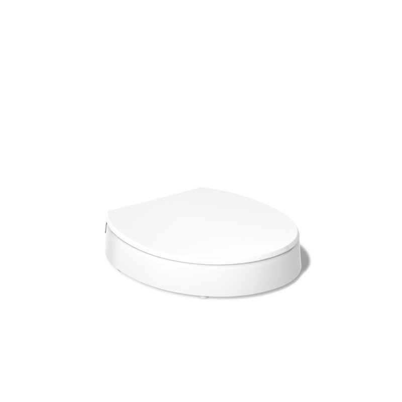 Hyten Elevated Toilet Seat with Quiet-Close Lid and Seat and Grip-Tight Bumpers, White, Round