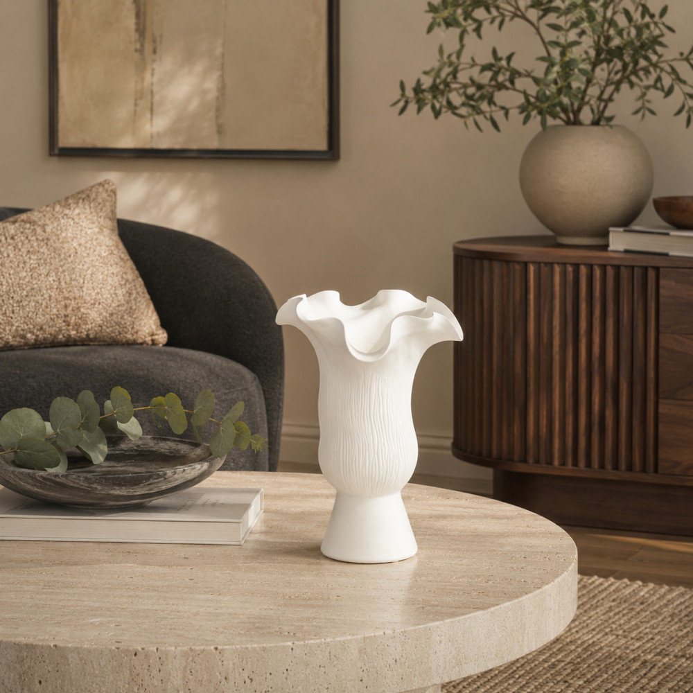 Bia Ceramic Table Vase, White
