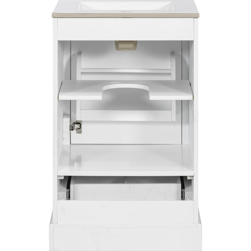 Meuble-lavabo de 20 po Vandergriff pour l'organisation, lavabo en céramique, porte à fermeture douce, tablette réglable et petites salles de bain organisées de 20 po, mécanisme, armoire