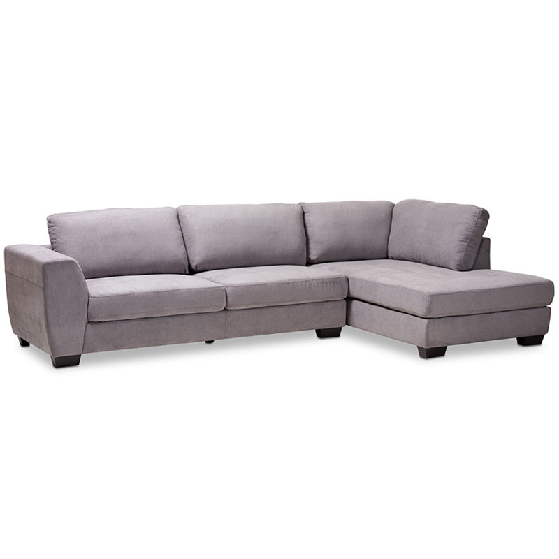 Canapé et méridienne de 116,5 po de large Nata faisant face à la droite, Gris