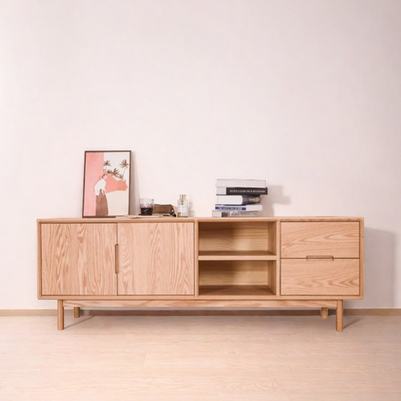 Meuble télé en bois massif, 62.99"
