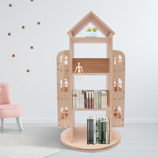 HEEHEE Rotating Bookshelf 360 Display Floor Standing Bookcase Storage Rack Children's Bookshelf, Wood Book Shelf Organizer Stand for Kids, Storage