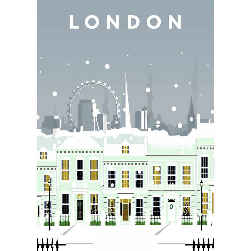 London Cherry Tree Lane In Snow by Richard O'Neil - Print, 40 cm H x 30 cm W x 1 cm D, No Frame