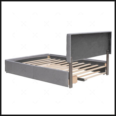 Upholstered Platform Bed With 2 Drawers And 1 Twin XL Trundle