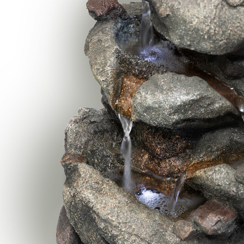 Weather Resistant Fountain with Lights, 14" H x 9" W x 8" D