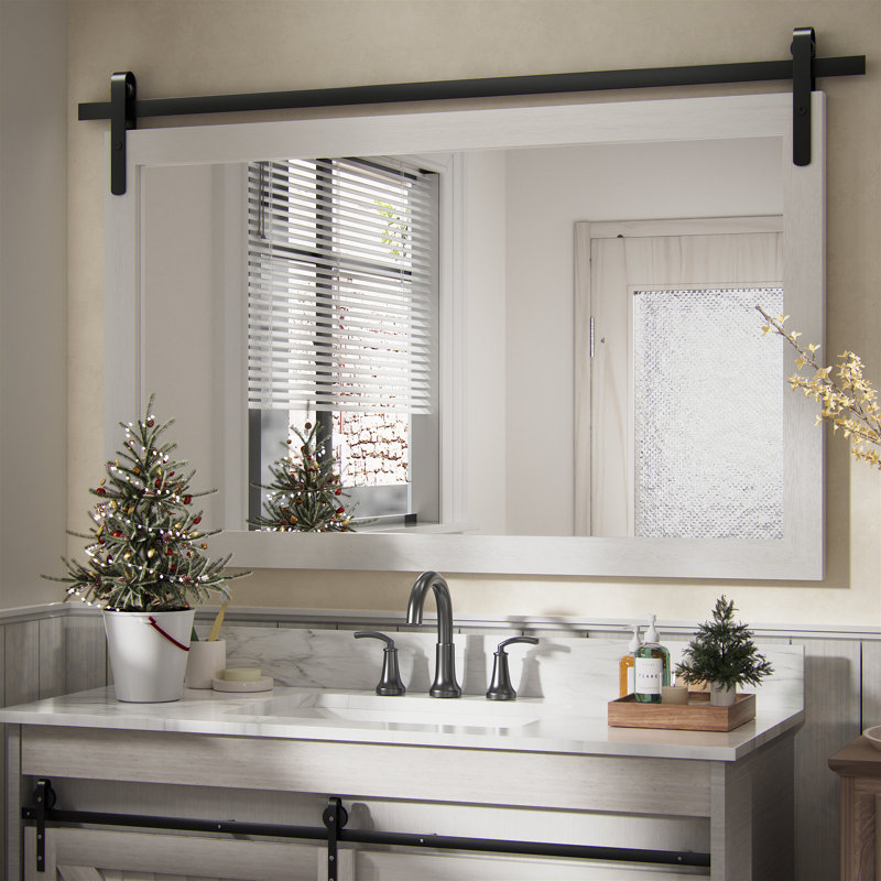 Miroir de salle de bain Keira-Mai, Blanc, Horizontale 26 po x 40 po