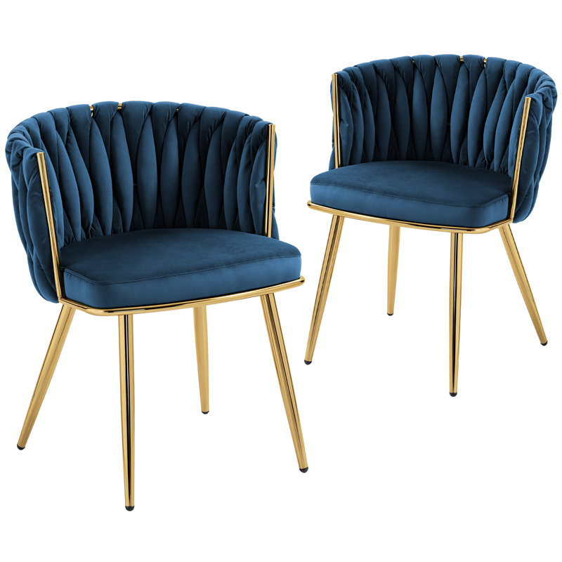 47.5cm H Velvet Upholstered Side Chair, Dark Blue