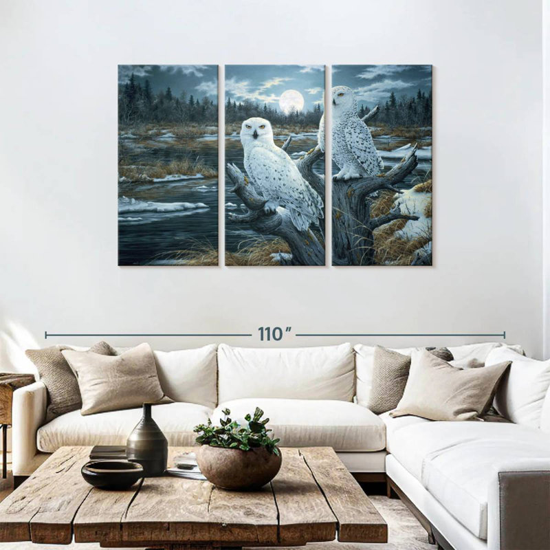 Brampt Two Snowy Owls, 48" H x 74" W