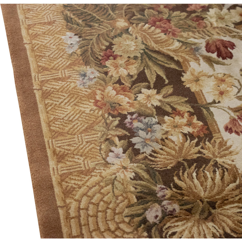 Tapis beige et brun noué à la main de haute qualité