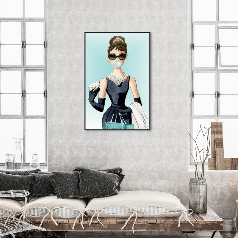 "Bubble Gum", bijoux, gomme à mâcher, achats, glam, encadrée sur toile, impression, H 46 po x l 31 po x P 1,75 po