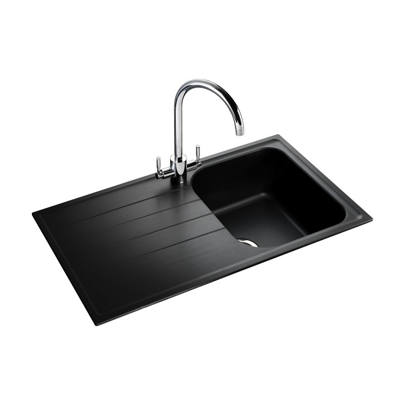 Amethyst Single Bowl Inset Kitchen Sink, Ash Black