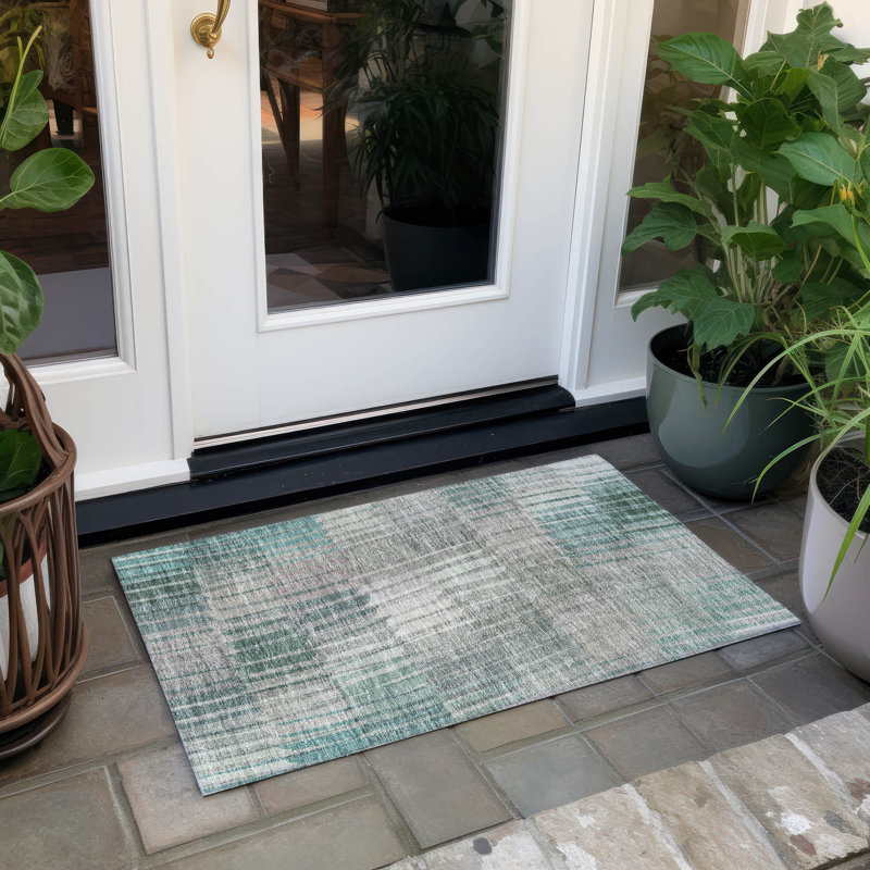 Machine Washable Indoor/Outdoor Huseby ACN2271 Stripes Rug, Rectangle 1'8" x 2'6"