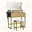 Meuble-lavabo à miroir avec miroir, lumières tactiles ajustables et tabouret, petite coiffeuse avec prise de courant, 3 tiroirs et 4 tablettes de rangement, ensemble de coiffeuse moderne pour la chambre à coucher-1142720672