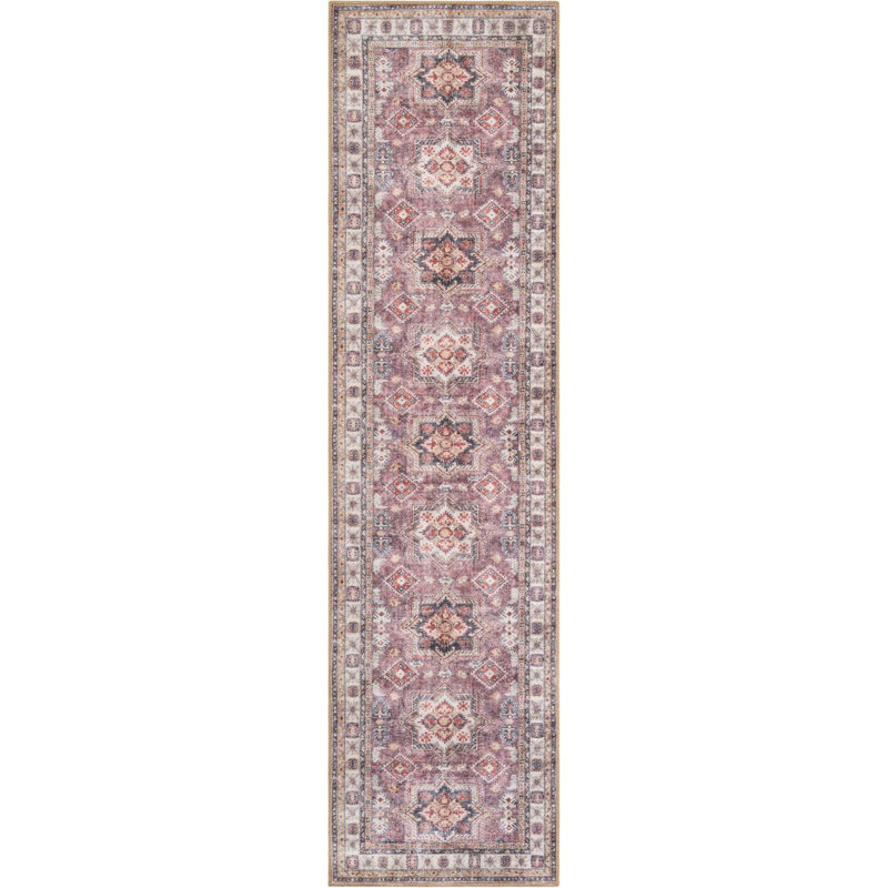 Tapis de couloir aucun Huguenot rose antique, Tapis de couloir 2 pi 7 po x 10 pi