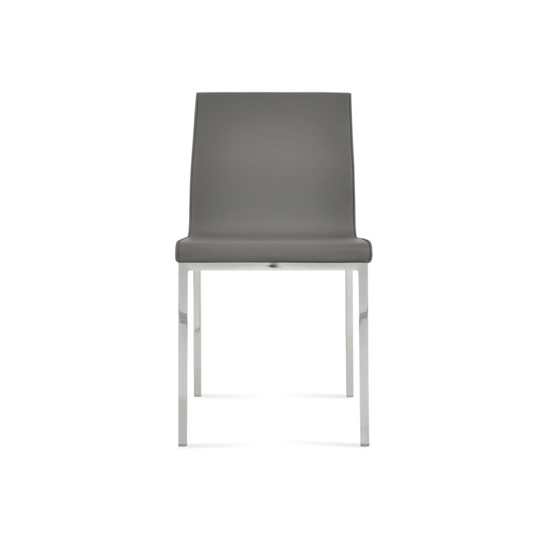 Chaise en métal Polo, Chrome chrome, Gris foncé