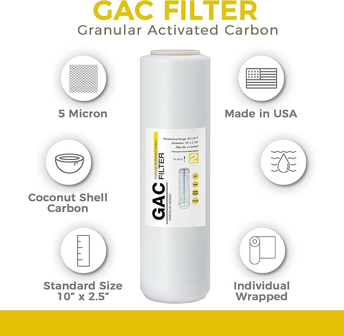 iSpring F3US Standard RO System - Ensemble de 6 cartouches filtrantes de remplacement pour préfiltre, 3 filtres avec sédiments, CTO et GAC, 10 po x 2,5 po