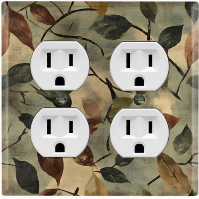 Couvercle de plaque d'interrupteur en métal; Rectangle 2 bandes US standard - Feuilles d'automne rétro