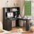 L Shaped Desk With Charger,Computer Desk With Drawers,Bookshelf, With Led Light,Modern Corner Desk,Home Office Desk,L-Shaped Study Table Writing Desk,Corner Gaming Computer Desk With Storage