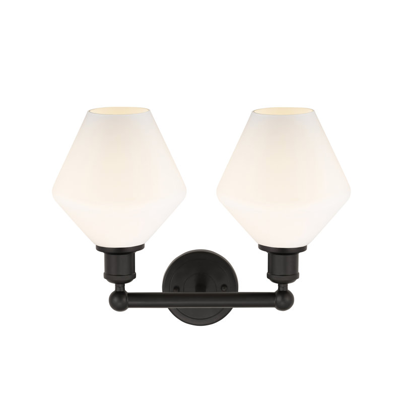 Éclairage pour meuble-lavabo à intensité variable 2 lumières Amylea, Bronze frotté à l'huile, Boîtier blanc mat