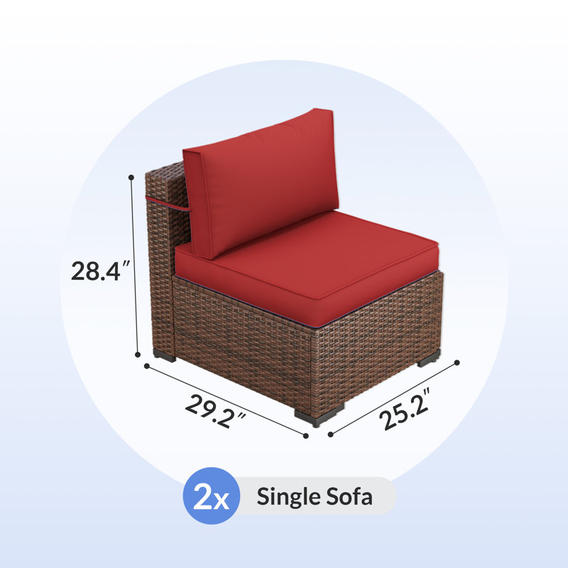 Mecayla 25.2” Patio Chair with 4"D Cushions, Burgundy