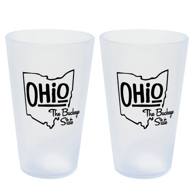 Silipint: Verres State Pint 16 oz: paquet de 2 - Ohio - tasses en silicone glaçons, incassables