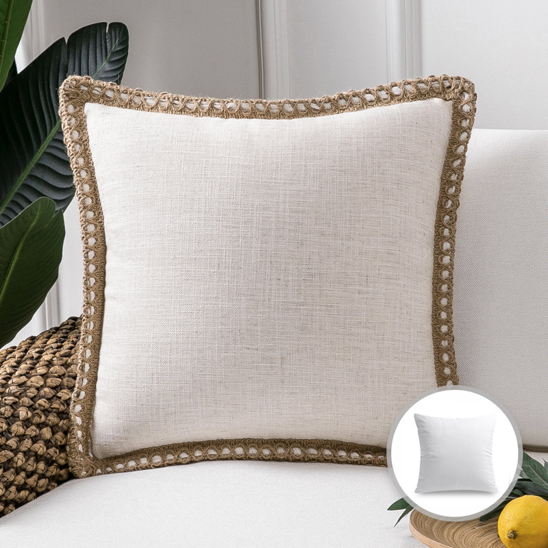 Coussin décoratif, Carré 20 po, Blanc