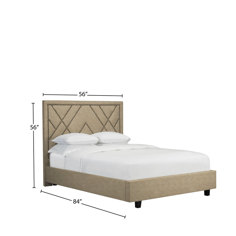 Tête de lit tapissier à panneau Straus, Double, Velours - Sable