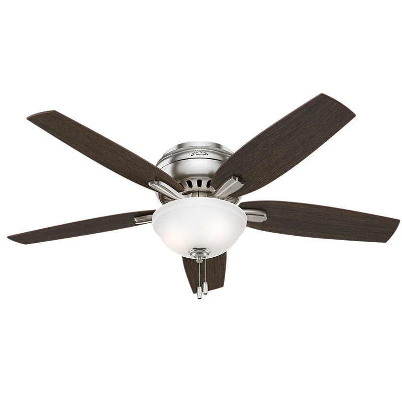 Hunter 52 inch Newsome Low Profile Ceiling Fan with LED Light Kit and Pull Chain, Brushed Nickel