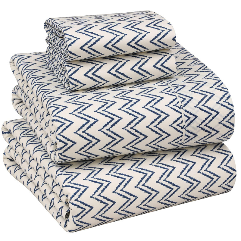 Ensembles de draps 100% coton, Ensemble de draps pour lit double avec deux taies , Chevrons