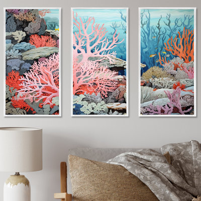 Ensemble de décorations murales colorées corail et anémones II - corail côtier sous l'eau