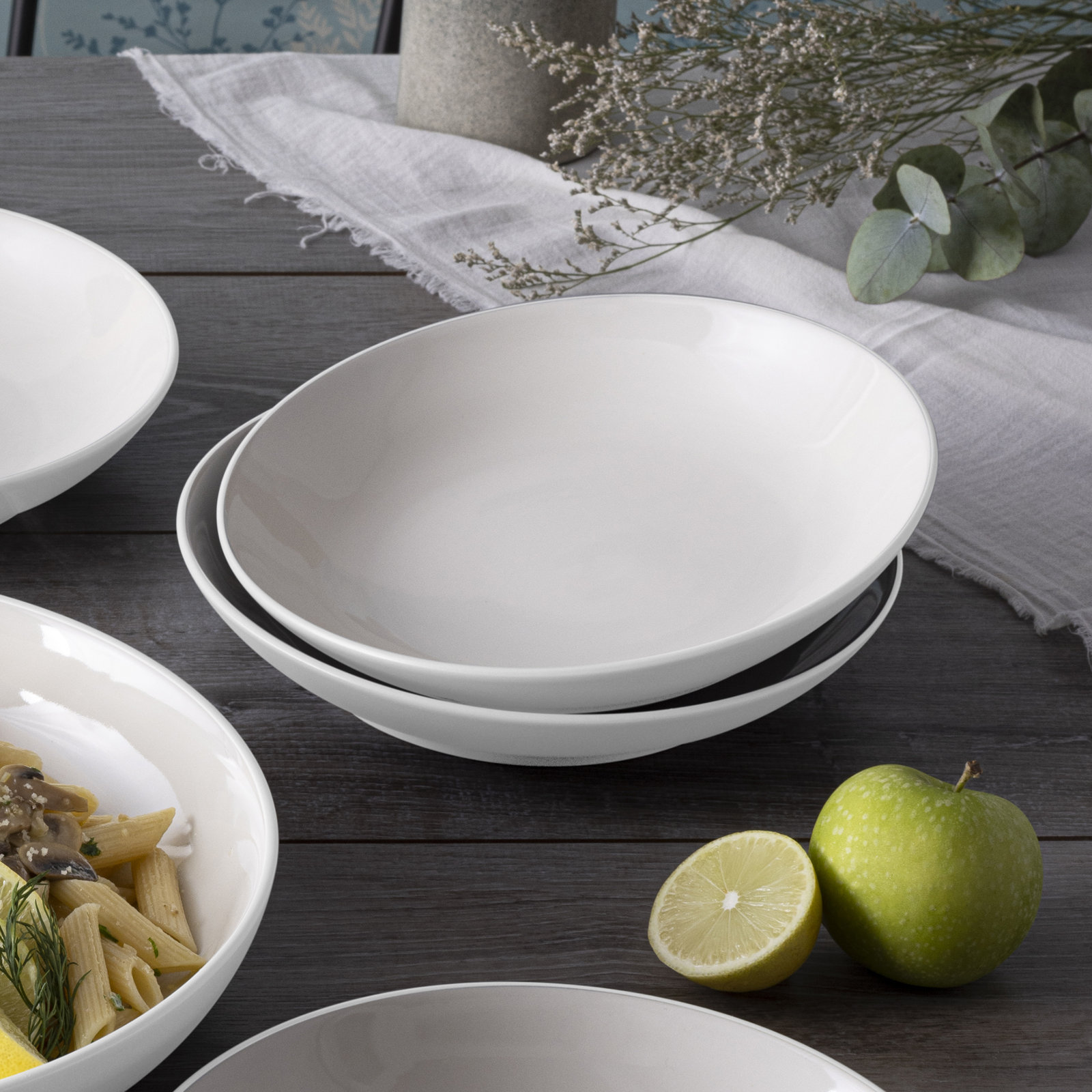 Colorwave Stoneware Pasta Bowl, White