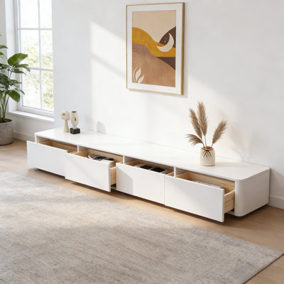 Meuble télé simple de style crème blanc