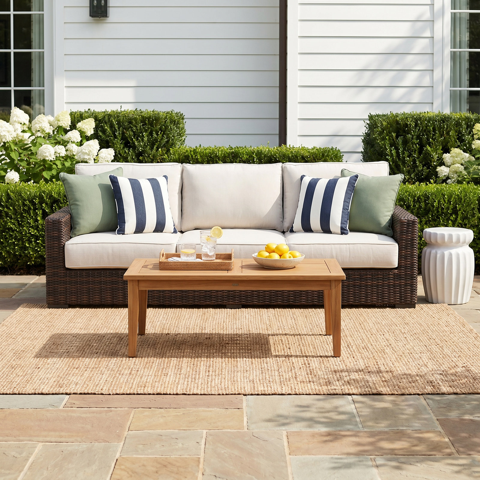 Montecito 108" Sunbrella® Patio Sofa, Canvas Flax Sunbrella® Canvas