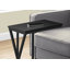 Table d'appoint noire en forme de C - Détails asymétriques en métal, glissade et facilité de déplacement-1046610782